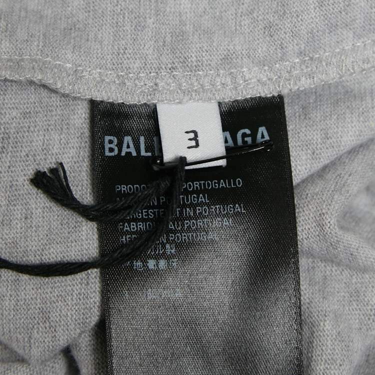 Pre Owned Balenciaga Grey Logo Print Cotton Jersey Oversized T-Shirt L