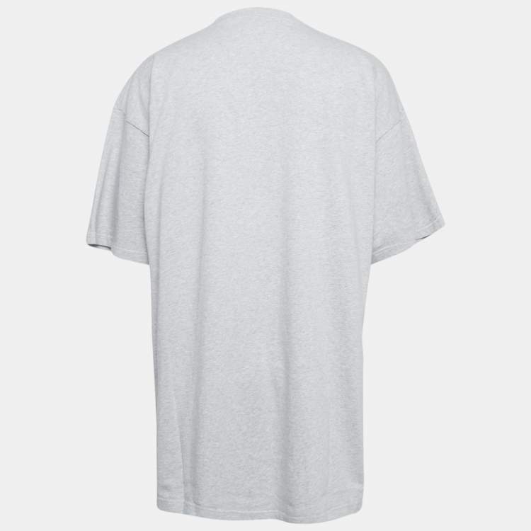 Pre Owned Balenciaga Grey Logo Print Cotton Jersey Oversized T-Shirt L