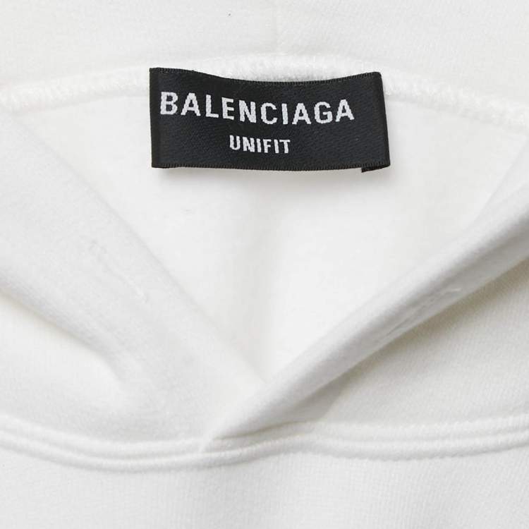 Pre Owned Balenciaga X Sony PS5 White Printed Cotton Oversized Hoodie XS