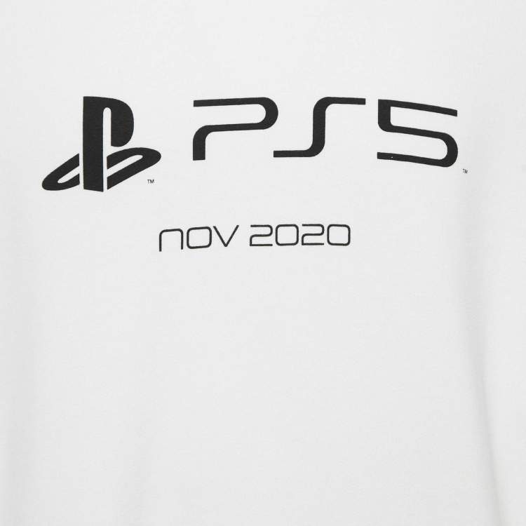 Pre Owned Balenciaga X Sony PS5 White Printed Cotton Oversized Hoodie XS