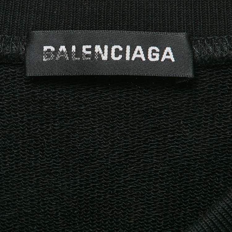 Pre Owned Balenciaga Black Cotton Knit Crew Neck Sweatshirt S