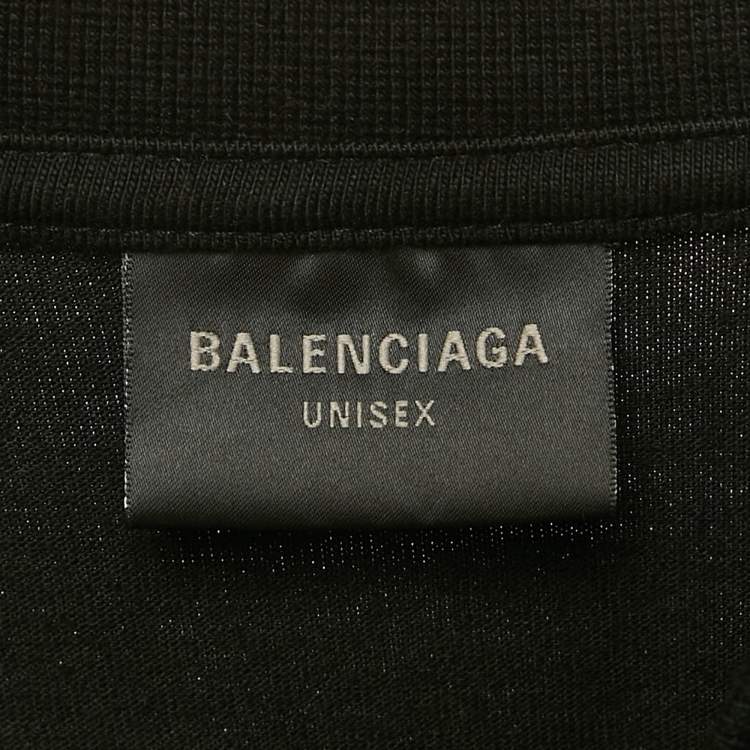 Pre Owned Balenciaga Unisex Black Logo Print Cotton Oversized T-Shirt M