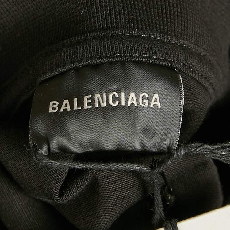 Pre Owned Balenciaga Black Flip Logo Embroidered Cotton Oversized T-Shirt M