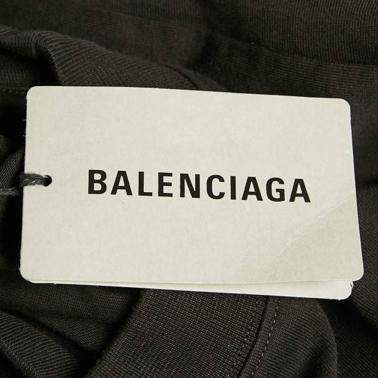 Pre Owned Balenciaga Black Flip Logo Embroidered Cotton Oversized T-Shirt M