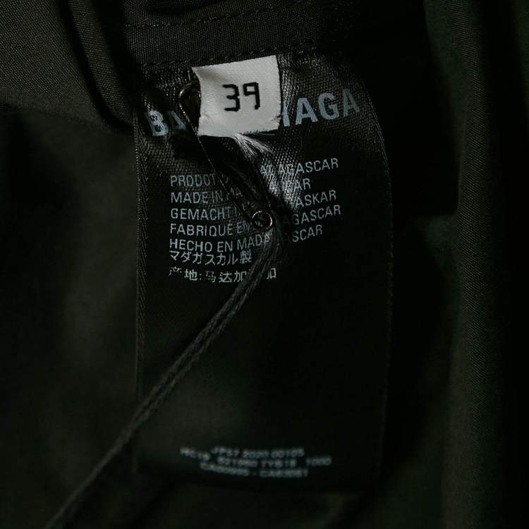 Pre Owned Balenciaga Black Logo Embroidery Poplin Button Front Oversized Shirt M