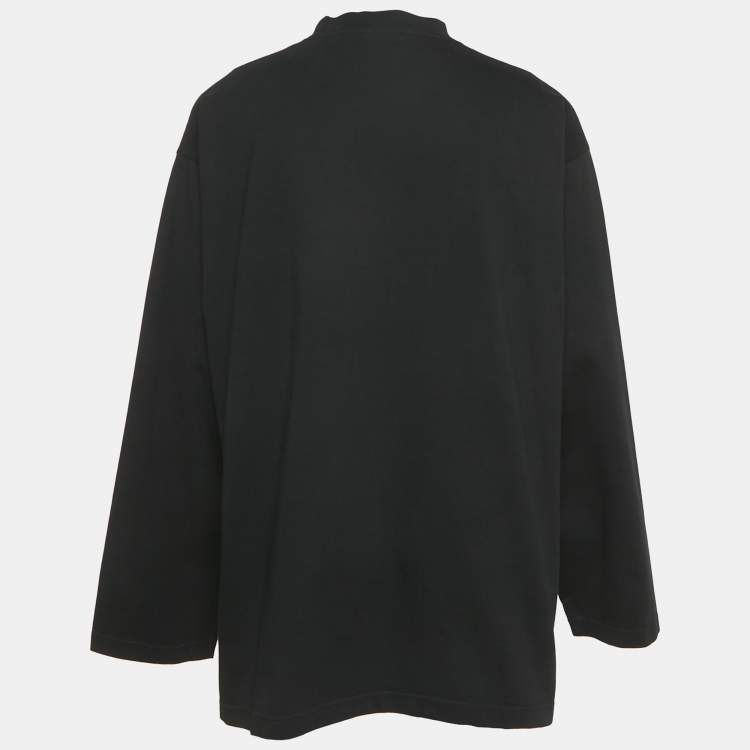 Pre Owned Balenciaga Unisex Black Logo Print Jersey  Long Sleeve T-Shirt M