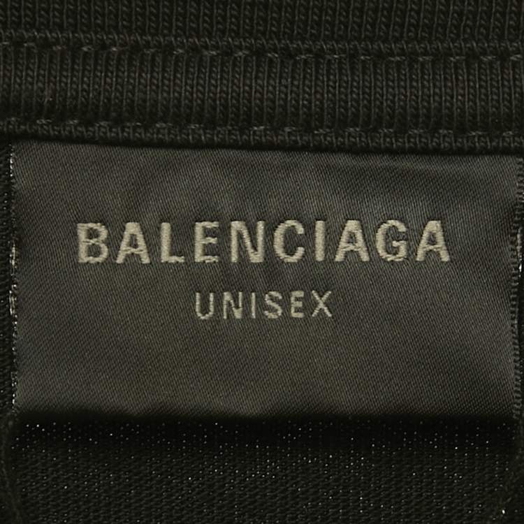 Pre Owned Balenciaga Unisex Black Logo Print Jersey  Long Sleeve T-Shirt M