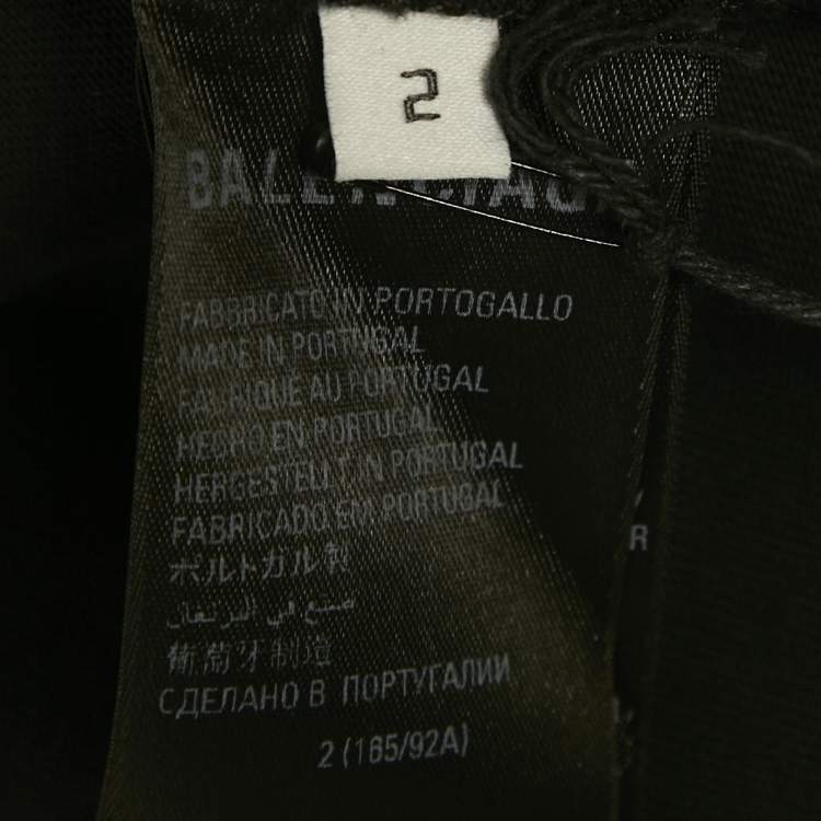 Pre Owned Balenciaga Unisex Black Logo Print Jersey  Long Sleeve T-Shirt M