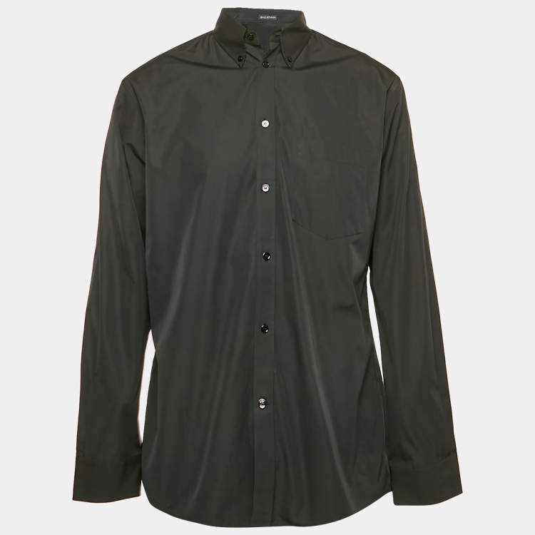 Pre Owned Balenciaga Black Cotton Long Sleeve Shirt M