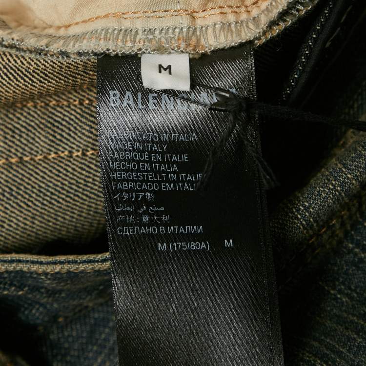 Pre Owned Balenciaga Unisex Blue Faded Raw Edge Shorts M