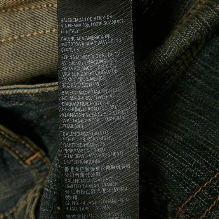 Pre Owned Balenciaga Unisex Blue Faded Raw Edge Shorts M