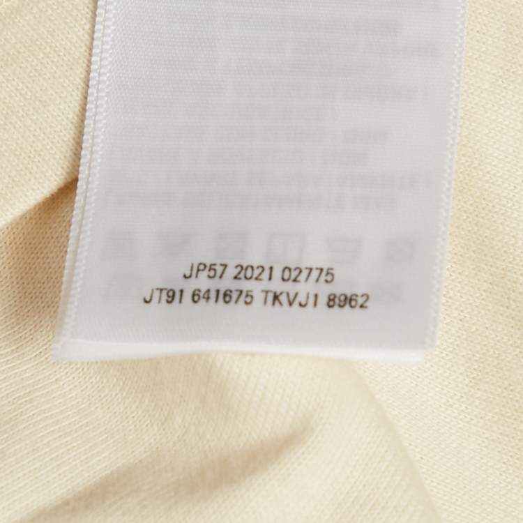 Pre Owned Balenciaga Cream Logo Embroidered Cotton Knit Oversized T-Shirt S