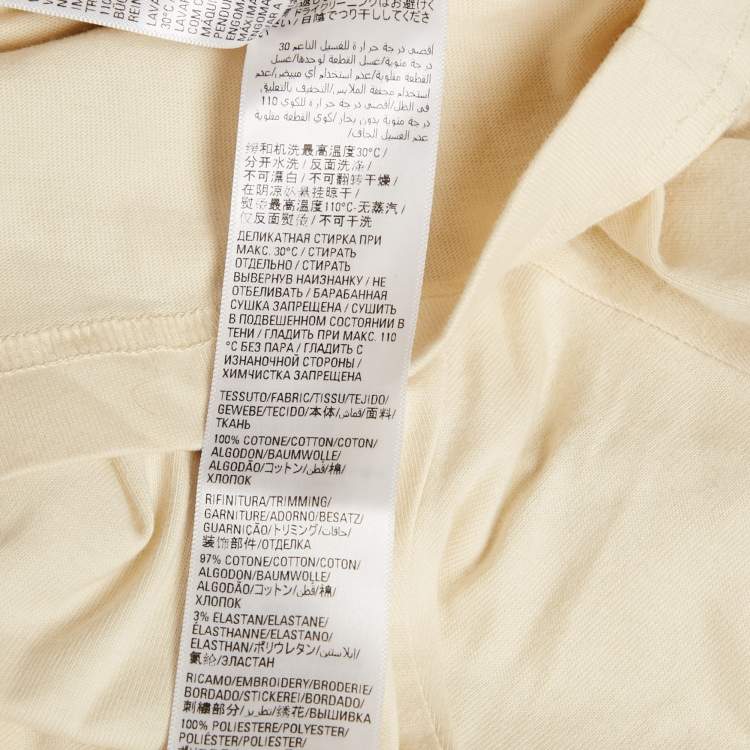 Pre Owned Balenciaga Cream Logo Embroidered Cotton Knit Oversized T-Shirt S