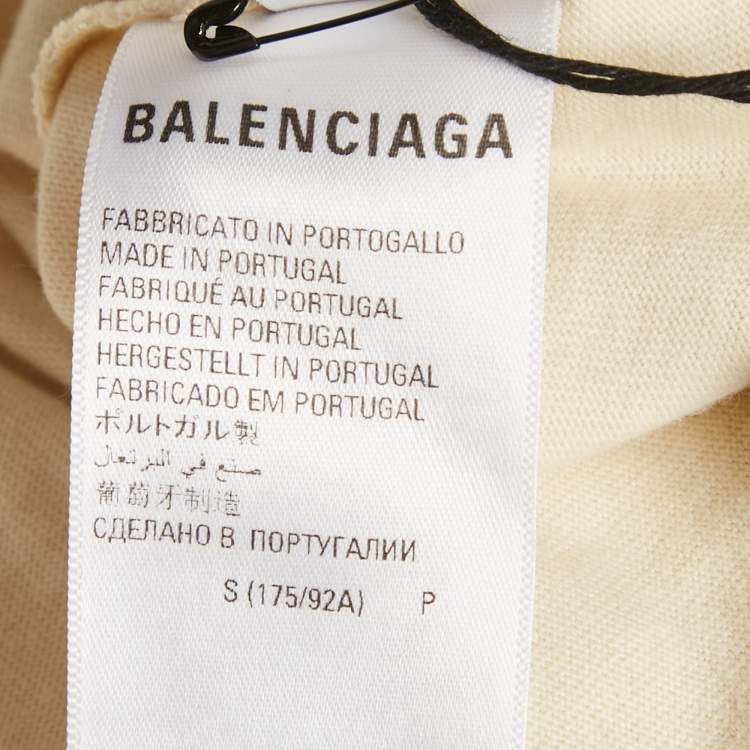 Pre Owned Balenciaga Cream Logo Embroidered Cotton Knit Oversized T-Shirt S