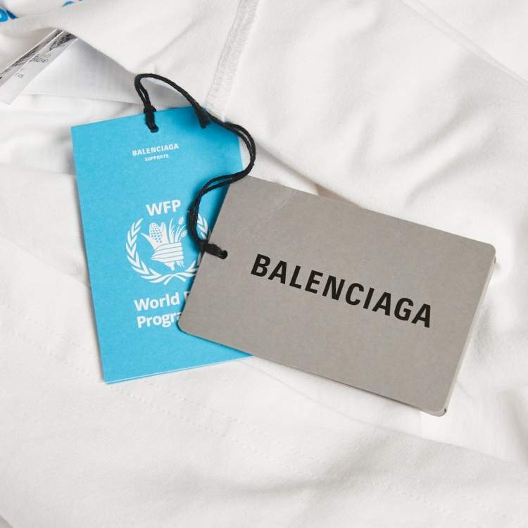Pre Owned Balenciaga White WFP Printed Cotton Knit T-Shirt L