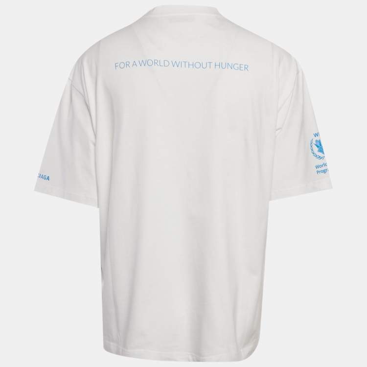 Pre Owned Balenciaga White WFP Printed Cotton Knit T-Shirt L