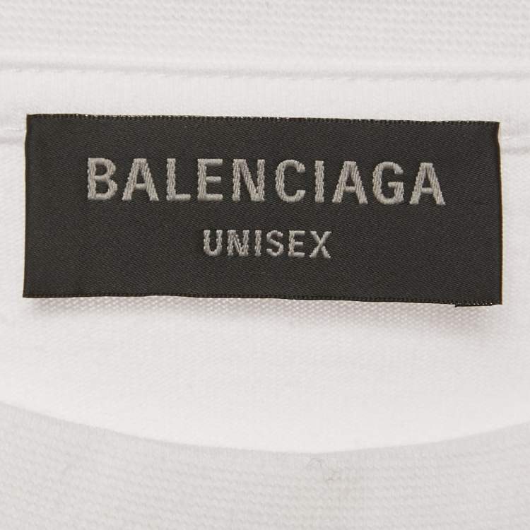 Pre Owned Balenciaga White WFP Printed Cotton Knit T-Shirt L