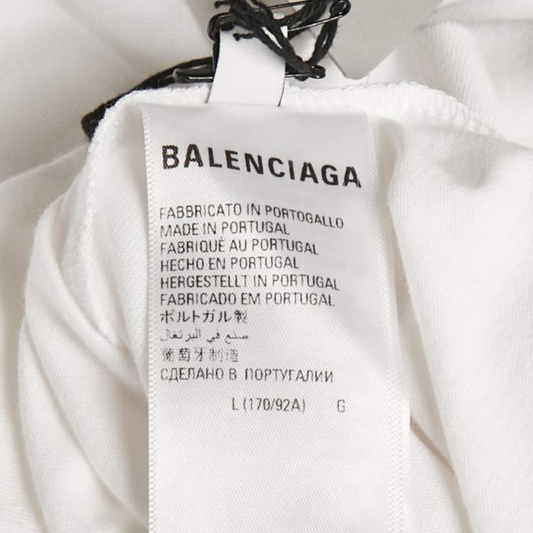 Pre Owned Balenciaga White WFP Printed Cotton Knit T-Shirt L