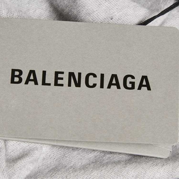 Pre Owned Balenciaga Grey Logo Embroidered Cotton Knit Oversized T-Shirt S