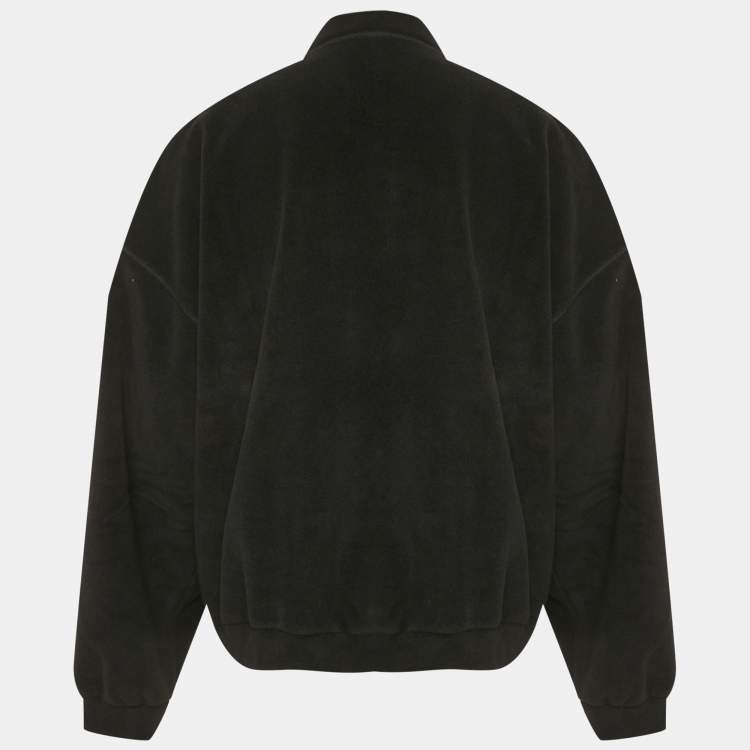 Pre Owned Balenciaga Unisex Black Unity Embroidered Faux Fleece Sweatshirt XXS