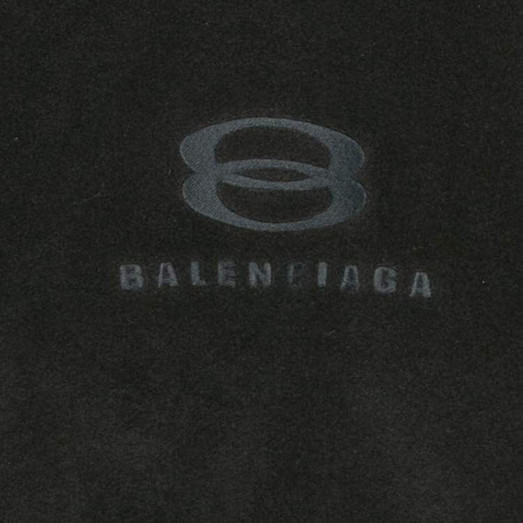 Pre Owned Balenciaga Unisex Black Unity Embroidered Faux Fleece Sweatshirt XXS