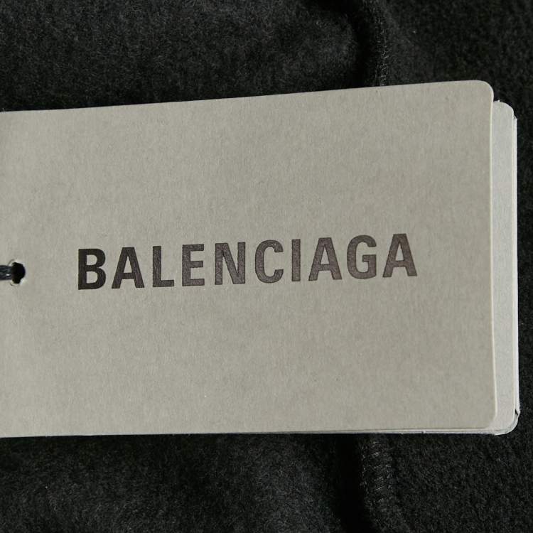 Pre Owned Balenciaga Unisex Black Unity Embroidered Faux Fleece Sweatshirt XXS