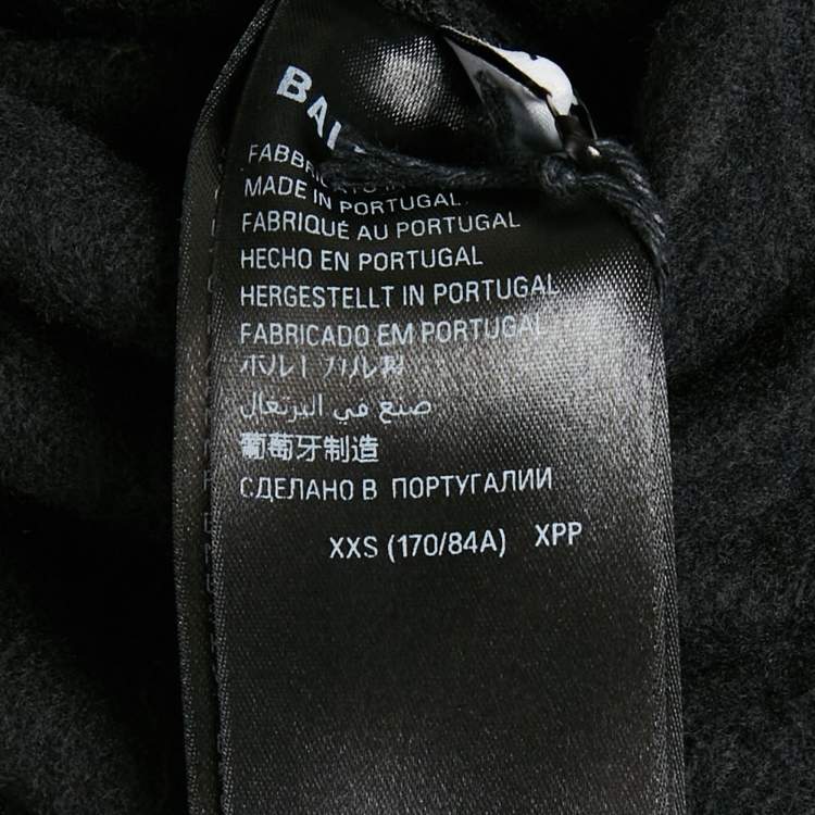 Pre Owned Balenciaga Unisex Black Unity Embroidered Faux Fleece Sweatshirt XXS