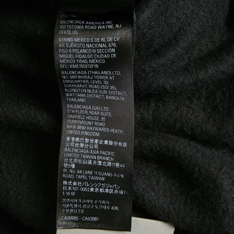 Pre Owned Balenciaga Unisex Black Unity Embroidered Faux Fleece Sweatshirt XXS