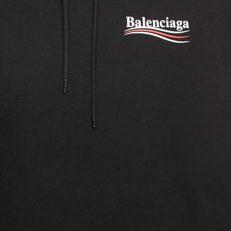 Pre Owned Balenciaga Black Political Campaign Cotton Hoodie L