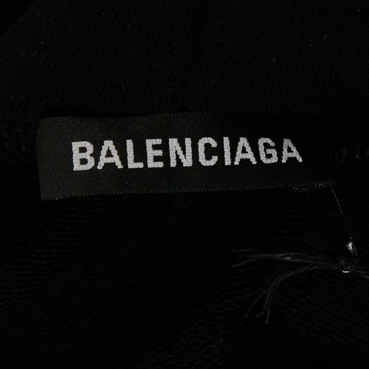 Pre Owned Balenciaga Black Political Campaign Cotton Hoodie L