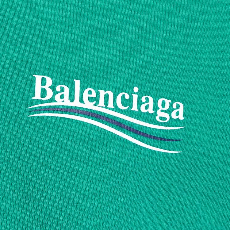 Pre Owned Balenciaga Green Political Campaign Cotton Oversized Crew Neck T-Shirt S