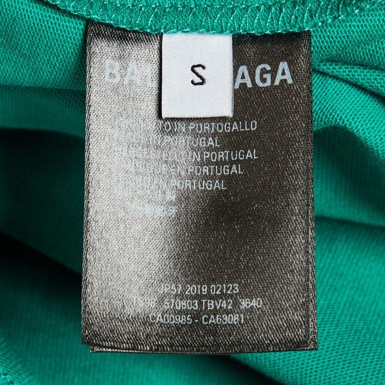 Pre Owned Balenciaga Green Political Campaign Cotton Oversized Crew Neck T-Shirt S