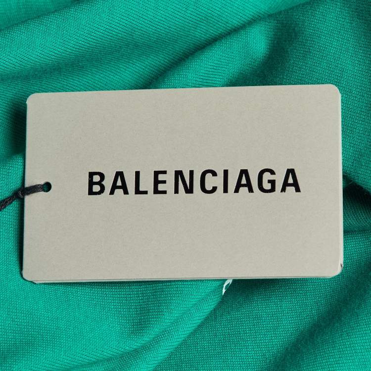 Pre Owned Balenciaga Green Political Campaign Cotton Oversized Crew Neck T-Shirt S