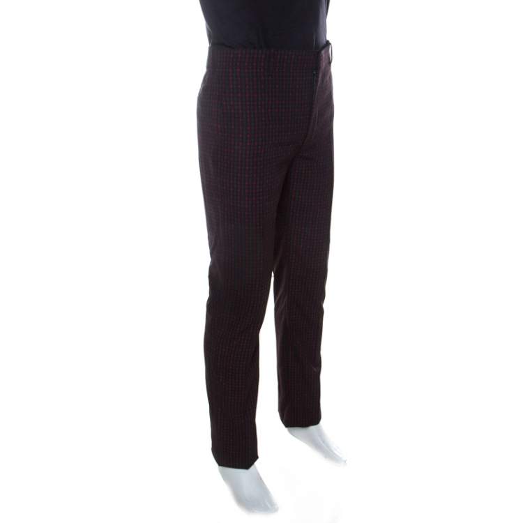 Pre Owned Balenciaga Multicolor Micro Checked Crepe Trousers M