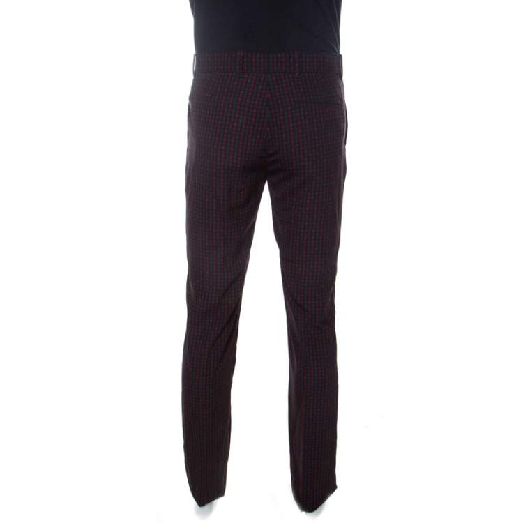 Pre Owned Balenciaga Multicolor Micro Checked Crepe Trousers M