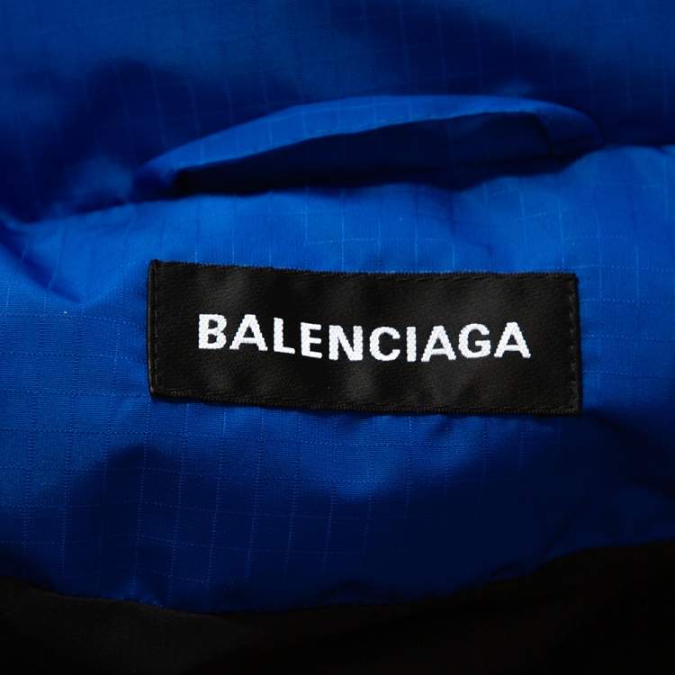 Pre Owned Balenciaga Bright Blue Synthetic Puffer Jacket S 