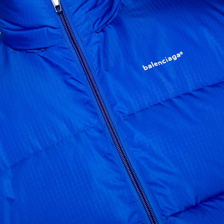 Pre Owned Balenciaga Bright Blue Synthetic Puffer Jacket S 