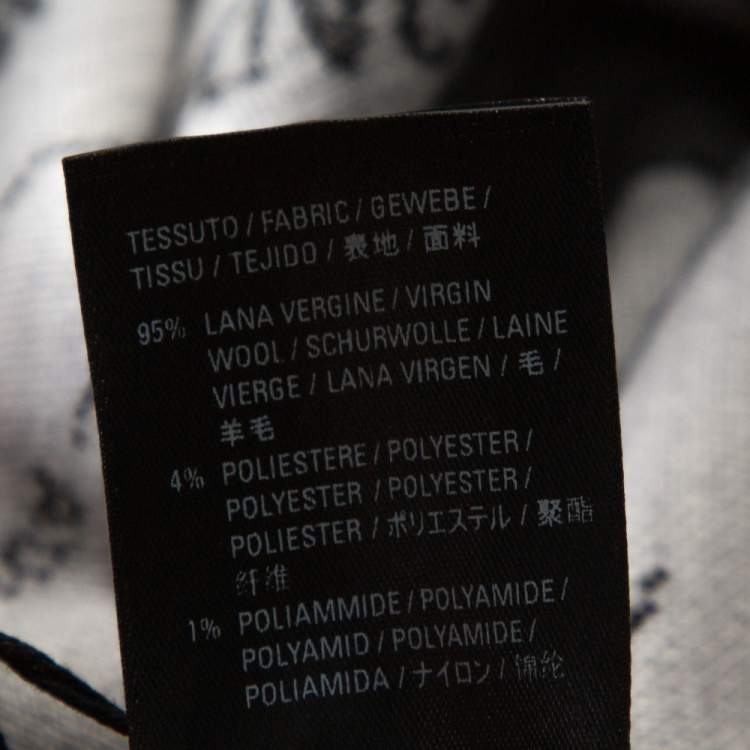 Pre Owned Balenciaga Monochrome Logo Jacquard Wool Crew Neck Sweater M