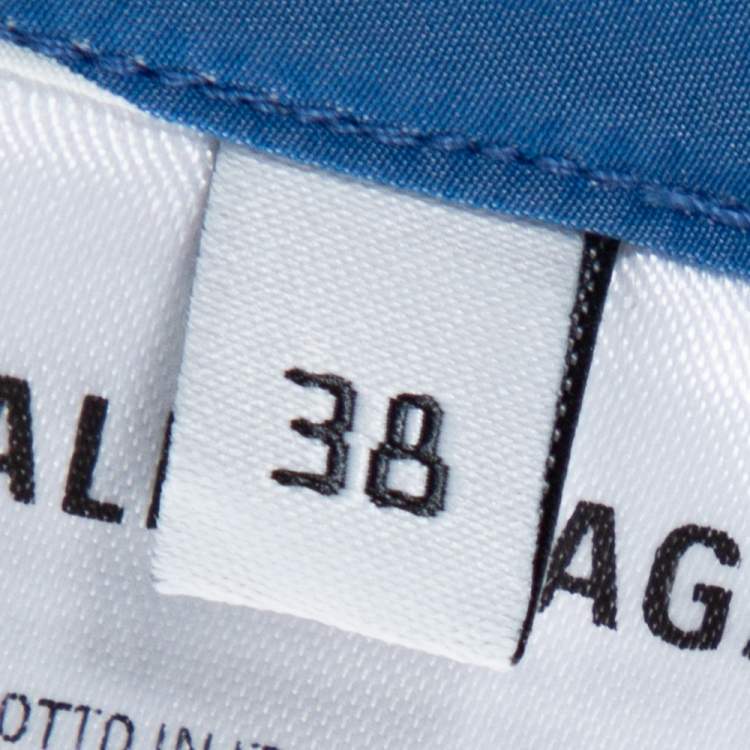 Pre Owned Balenciaga Blue Cotton Logo Print Oversized Cocoon  Shirt S