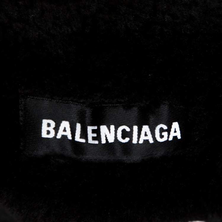 Pre Owned Balenciaga Blue Denim Faux Shearling Lined Oversized Jacket S