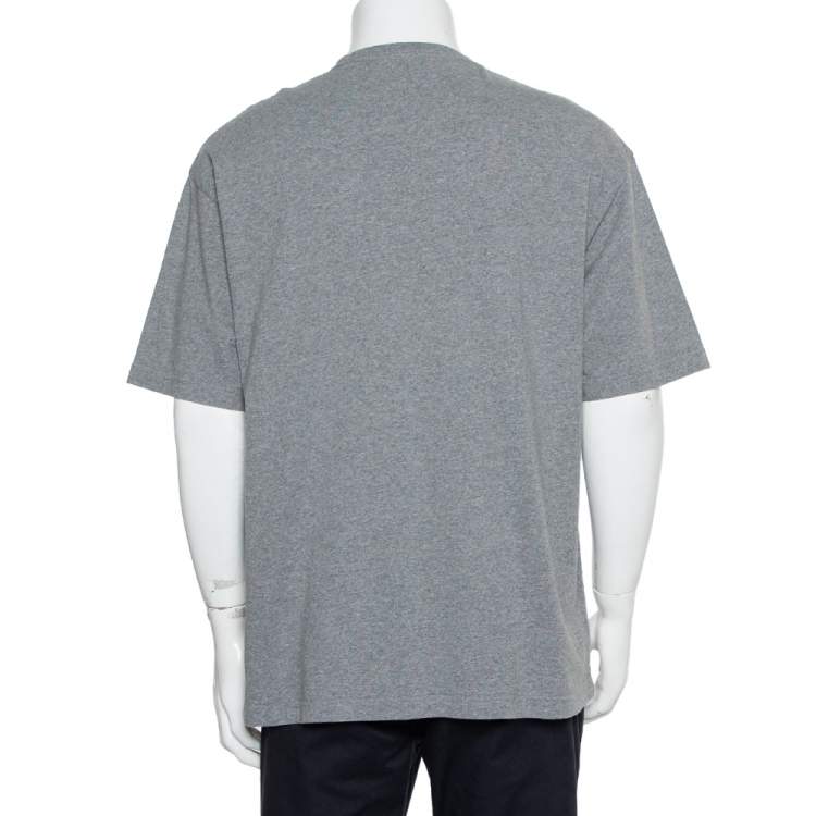 Pre Owned Balenciaga Grey Cotton Crewneck BB Balenciaga Print T-Shirt S