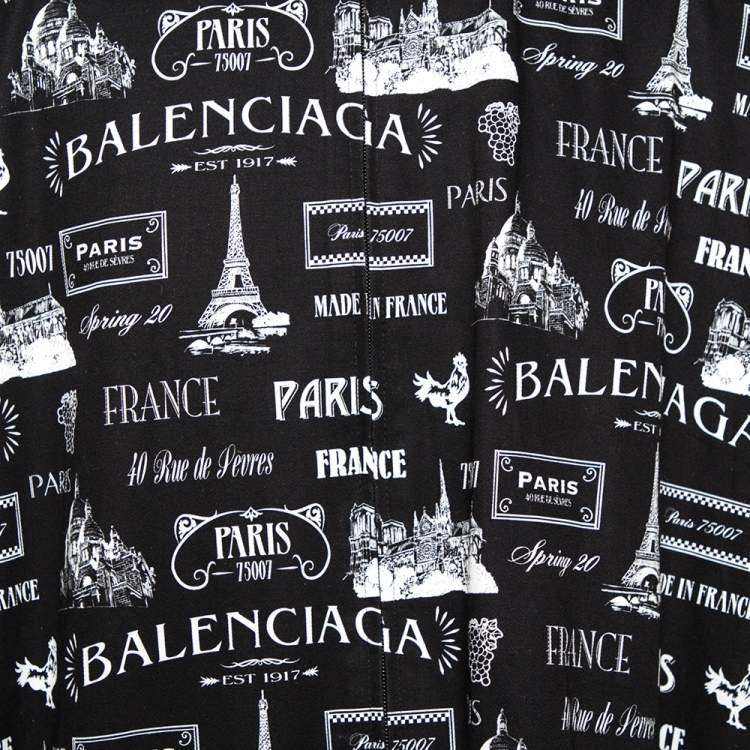 Pre Owned Balenciaga Black Cotton Graphic Logo Printed Jacket M