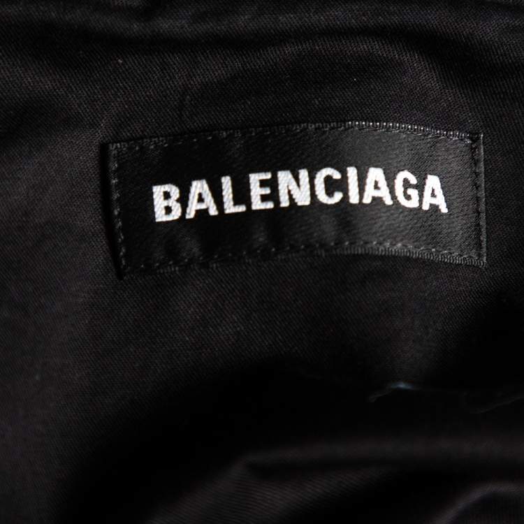 Pre Owned Balenciaga Black Cotton Graphic Logo Printed Jacket M