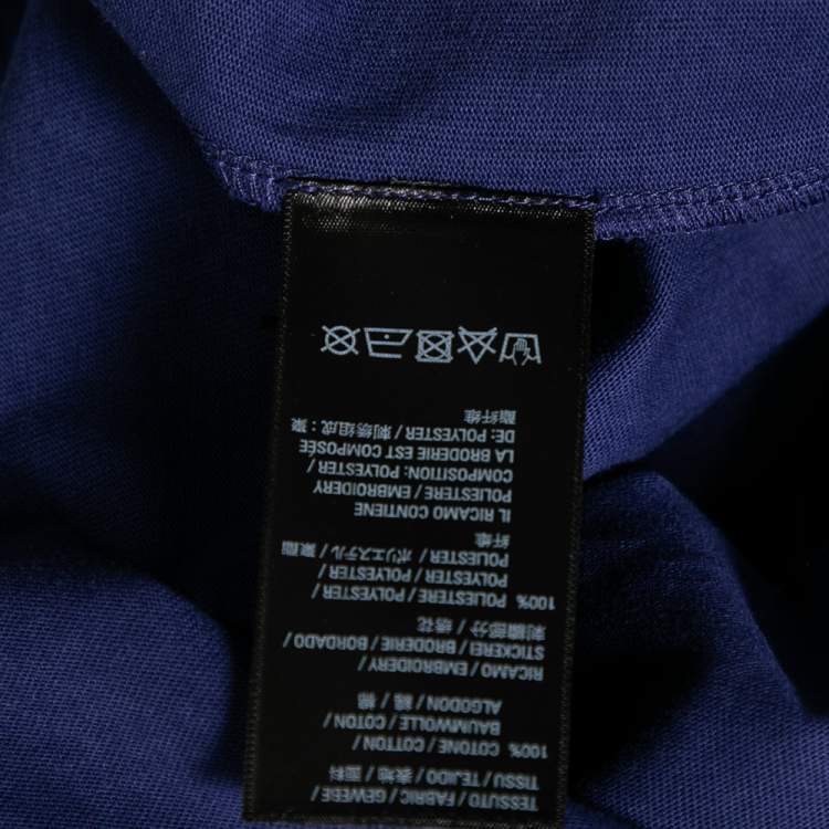Pre Owned Balenciaga Blue Cotton Logo Embroidered Oversized T-Shirt M