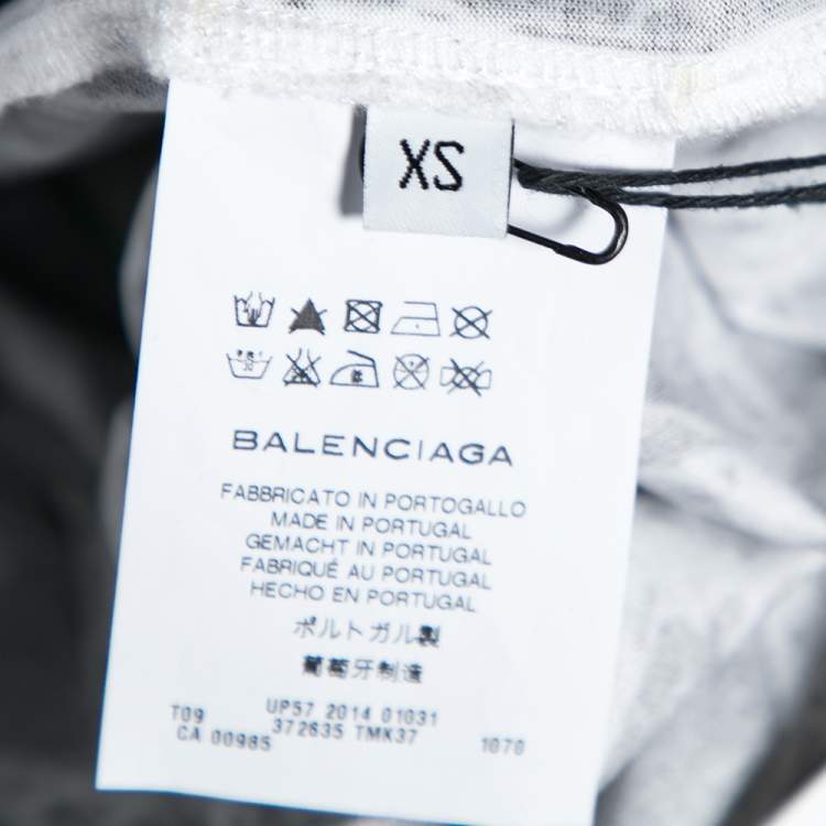 Pre Owned Balenciaga Monochrome Abstract Printed Cotton Knit Crewneck T-Shirt XS