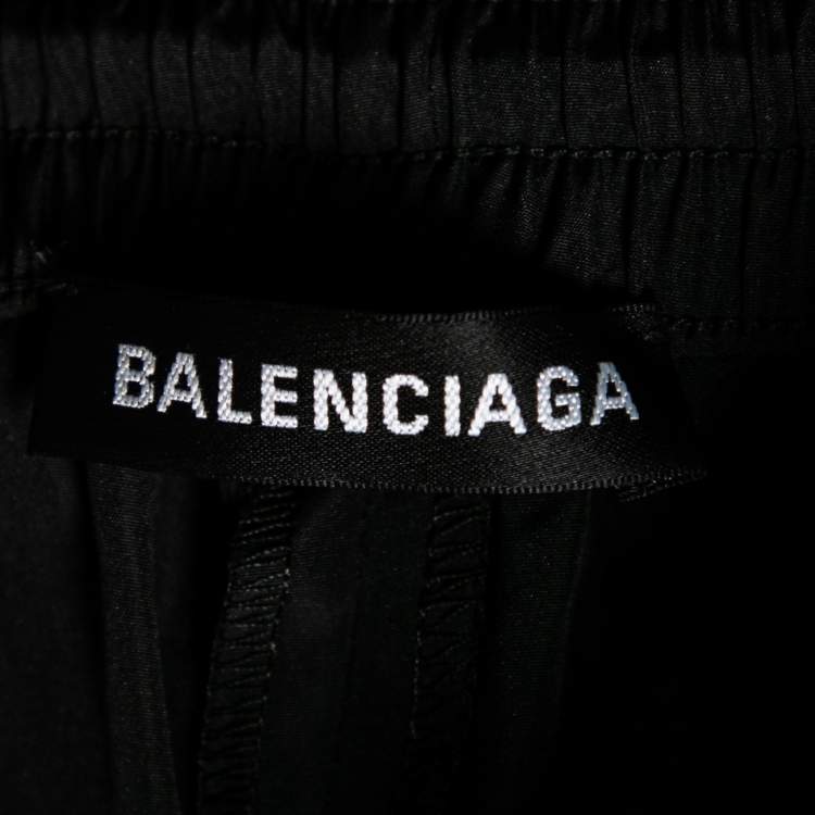 Pre Owned Balenciaga Black Synthetic Zip Paneled Sweatpants M