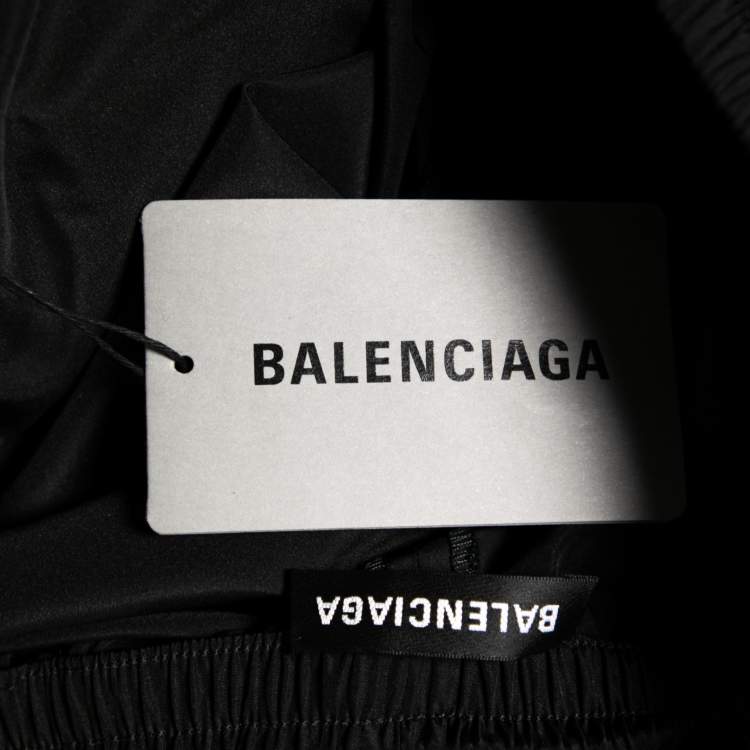 Pre Owned Balenciaga Black Synthetic Zip Paneled Sweatpants M