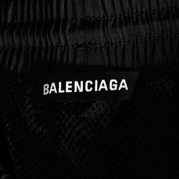 Pre Owned Balenciaga Black Synthetic Logo Embroidered Running Shorts M