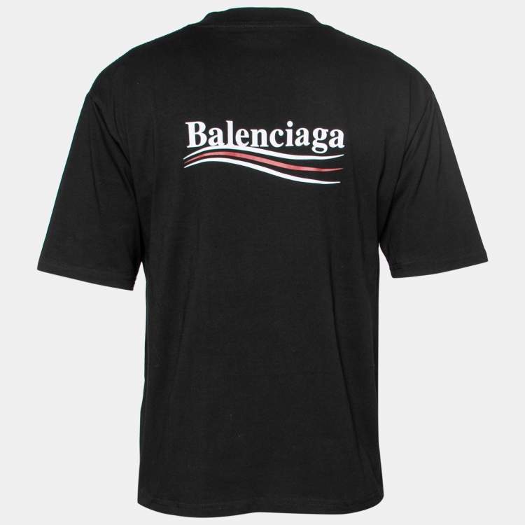 Balenciaga Black Cotton Logo Printed Crew Unisex T-Shirt Balenciaga TLC