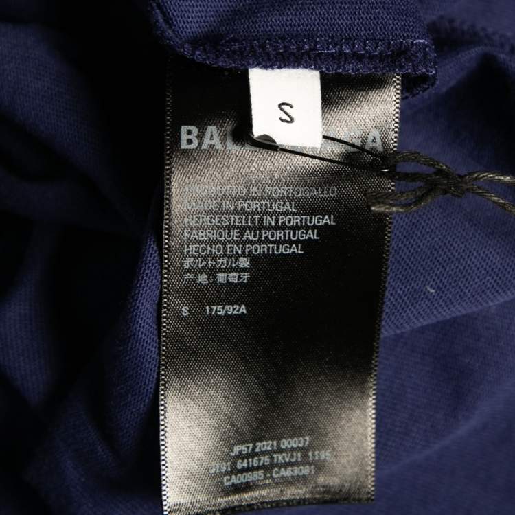 مملوكة مسبقًا Balenciaga Blue Cotton Logo Embroidered Crew Neck T-Shirt S